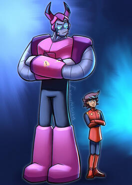 2 shaded fullbodies w/ simple background