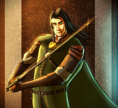 Shaded halfbody w/simple background