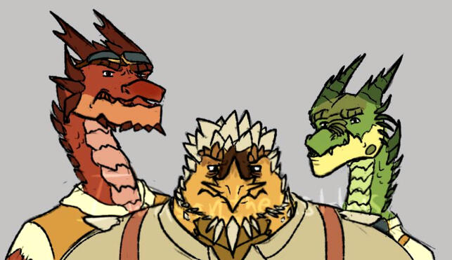 3 flatcolored headshots