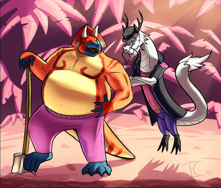 2 shaded fullbodies w/regular background