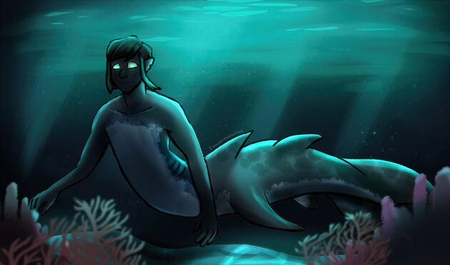 Shaded fullbody w/complex background